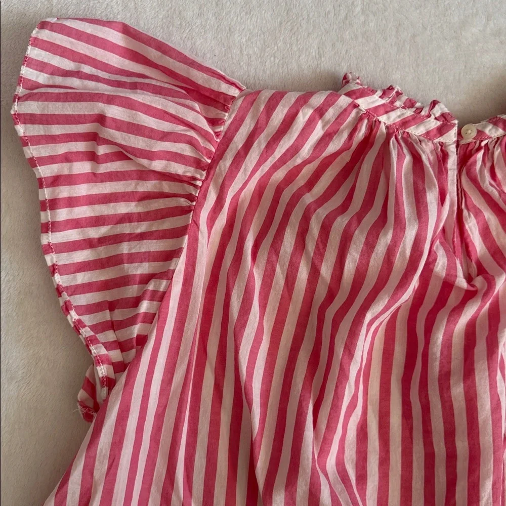 {Anthro} Birds of Paradis by Trovata | Carla Stripe High Neck Ruffle Top $248 S - Picture 12 of 16